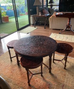 Mesa Madera y Cuero con 3 Pisos o Mesitas