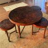 Mesa Madera y Cuero con 3 Pisos o Mesitas