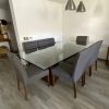 Comedor Mesa Base Madera y Vidrio para 8 Personas