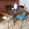 Comedor de Fierro con Vitral en el Centro + 4 Sillas