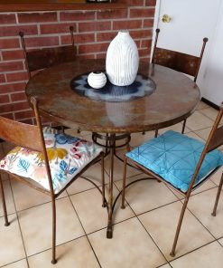 Comedor de Fierro con Vitral en el Centro + 4 Sillas