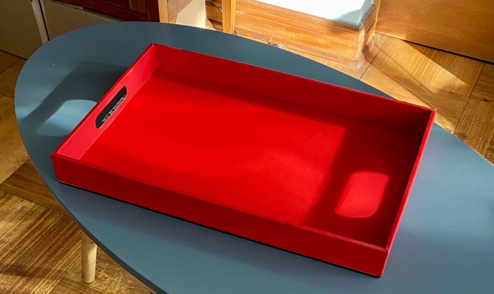 Bandeja cuerina roja