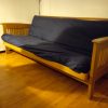 Futón madera tela azul