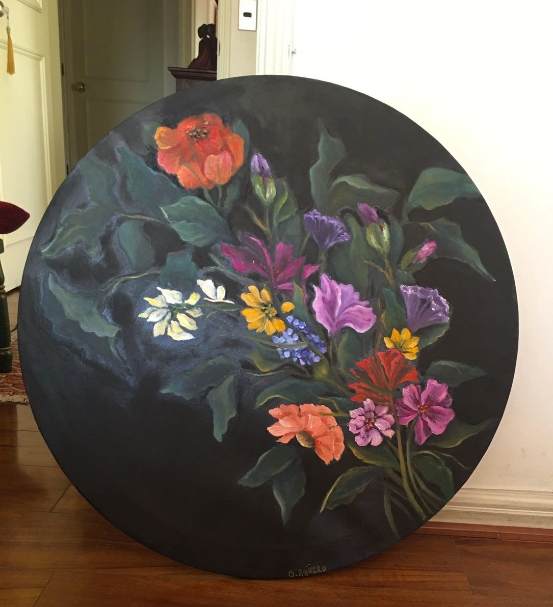 Cuadro circular pintura al óleo