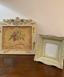 Marco de foto blanco resina + cuadro deco de madera