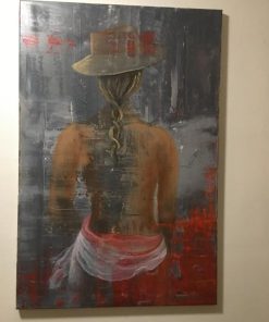 Cuadro técnica mixta mujer con sombrero