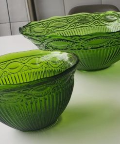 2 Fuentes vidrio color verde