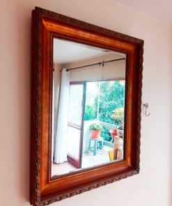 Espejo biselado marco madera antiguo