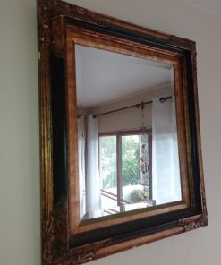 Espejo marco antiguo negro y dorado
