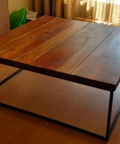 Mesa de centro fierro y madera maciza