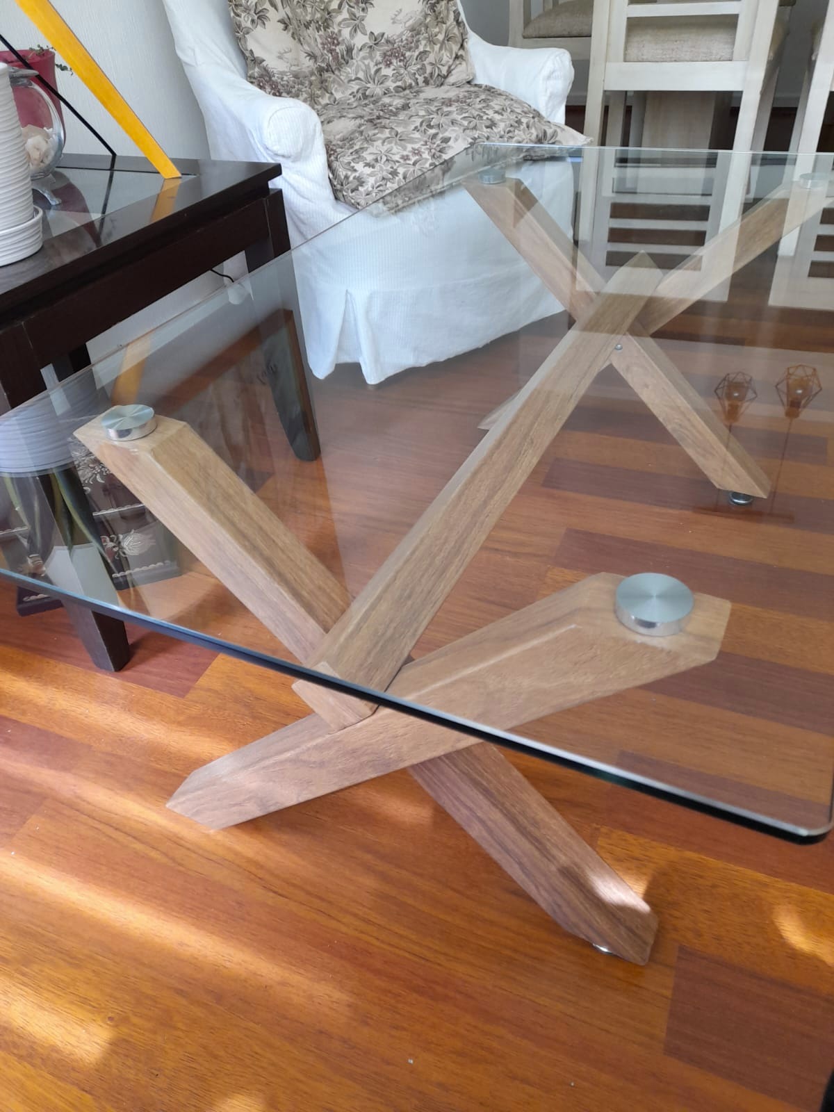 Mesa de centro base simil madera