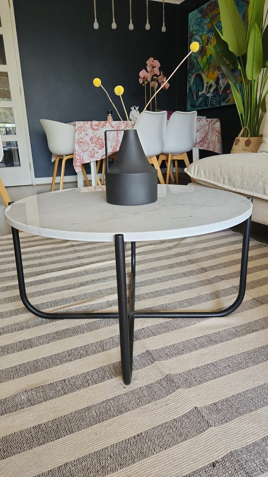 Mesa de centro de mármol y fierro