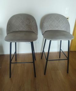 Par de Taburetes felpa gris