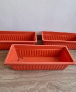 Pack 3 jardineras de plástico terracota