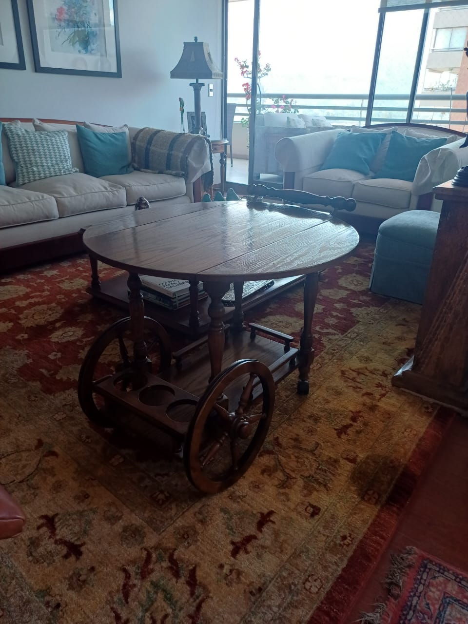 Carrito bar madera cubierta abatible - Imagen 4