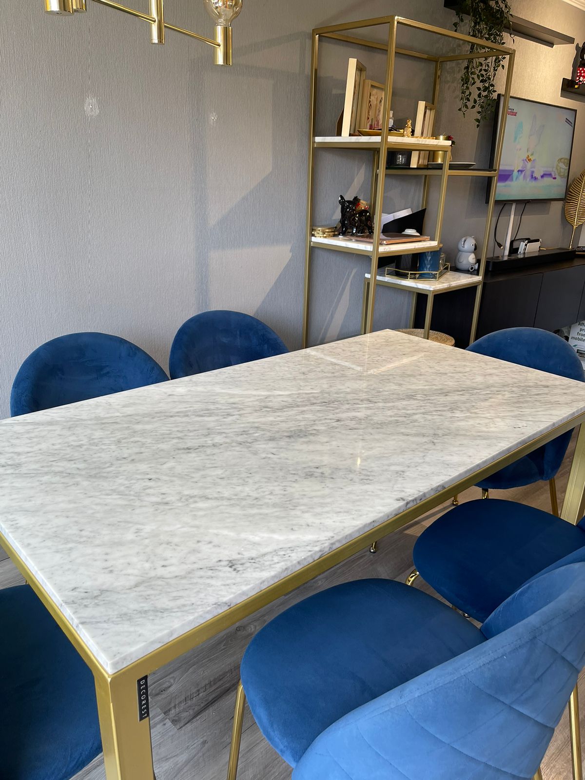 Juego comedor mármol y 6 sillas - Imagen 2