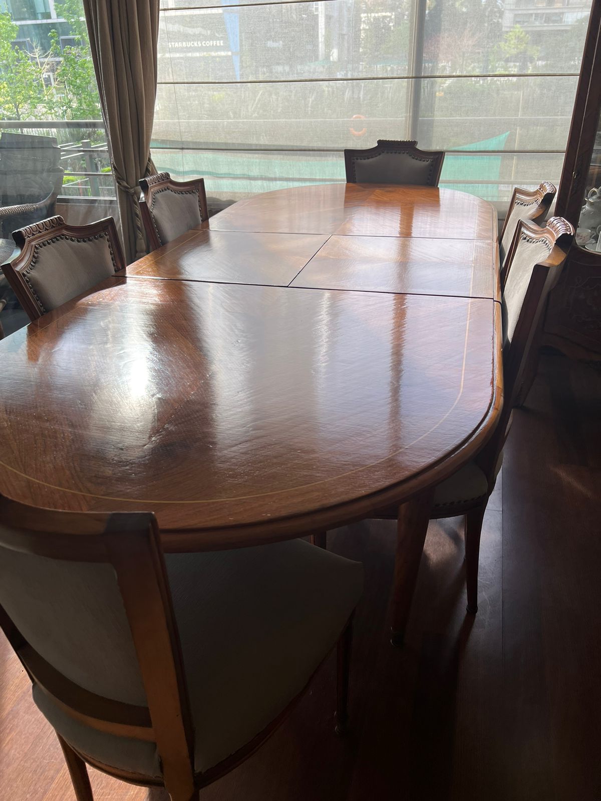 Juego comedor caoba rubia con 6 sillas - Imagen 2