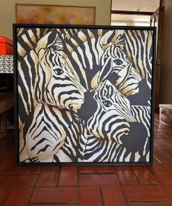 Cuadro cebras canvas marco negro