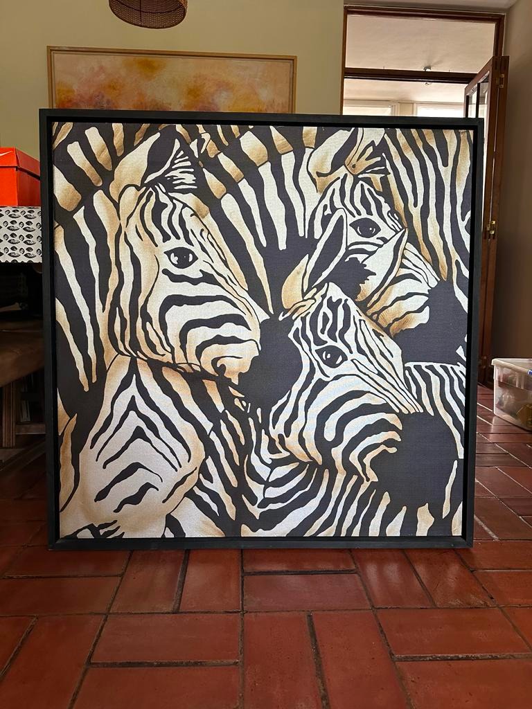 Cuadro cebras canvas marco negro