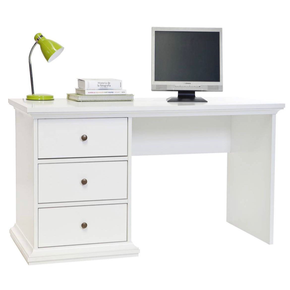 Escritorio blanco con cajonera - Imagen 2