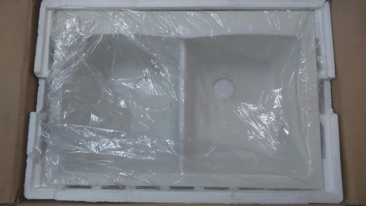 Lavaplatos doble blanco crudo