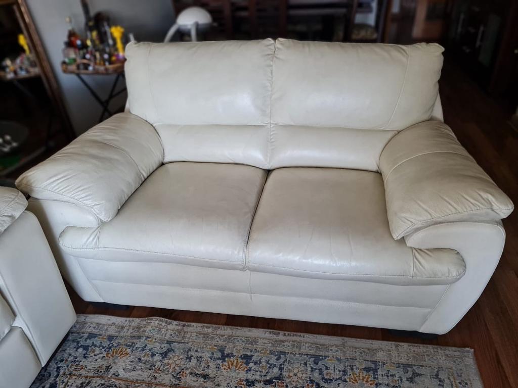 Sofá Natuzzi 2 cuerpos cuero blanco - Imagen 8