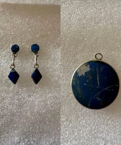 Juego colgante y aros lapislázuli y plata 950