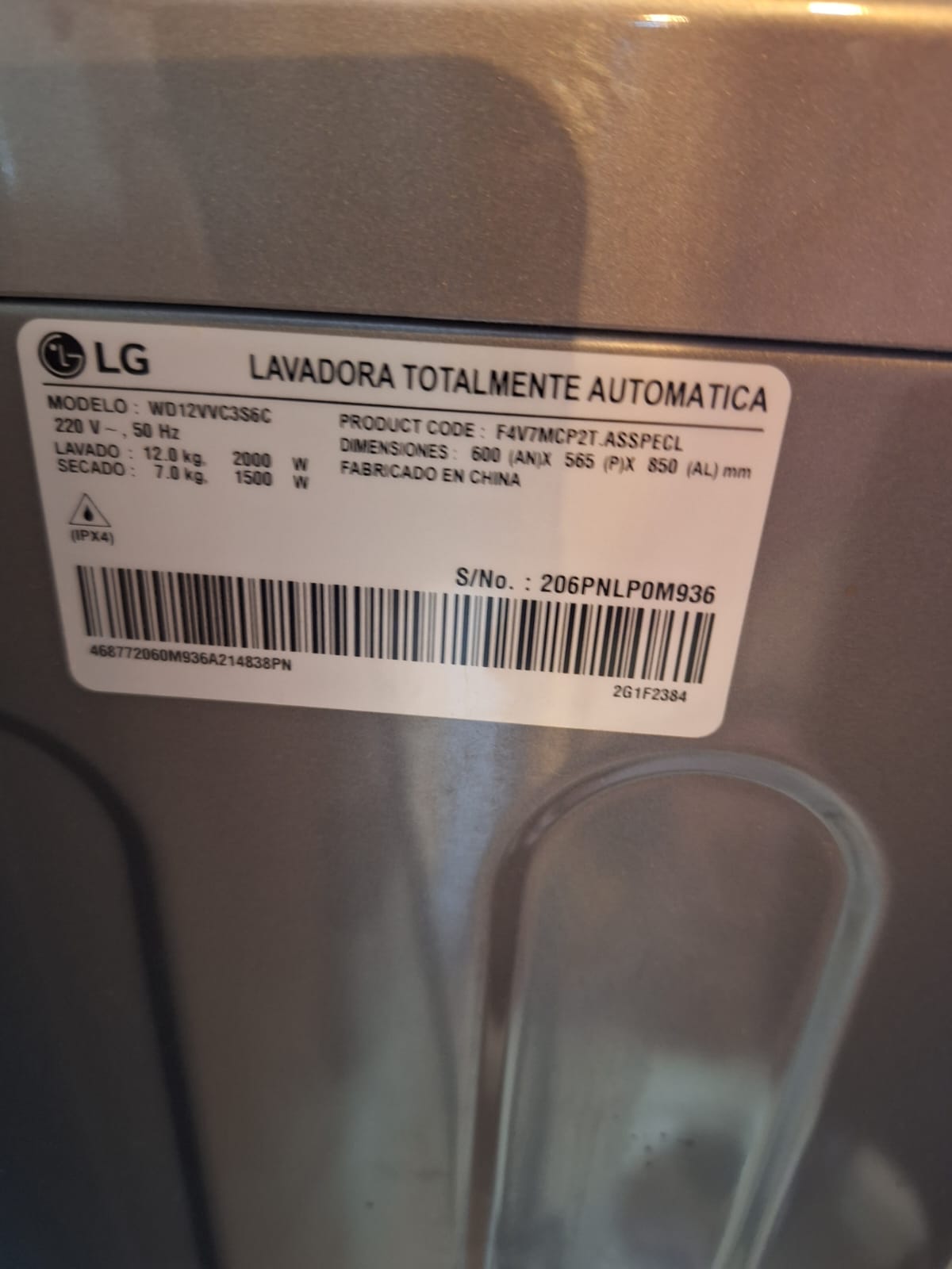 Lavadora secadora LG 12/7 KG - Imagen 4