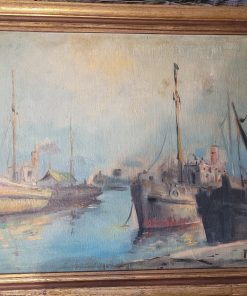 Cuadro barcos firmado