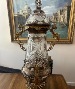 Potiche Bohemia cristal y bronce