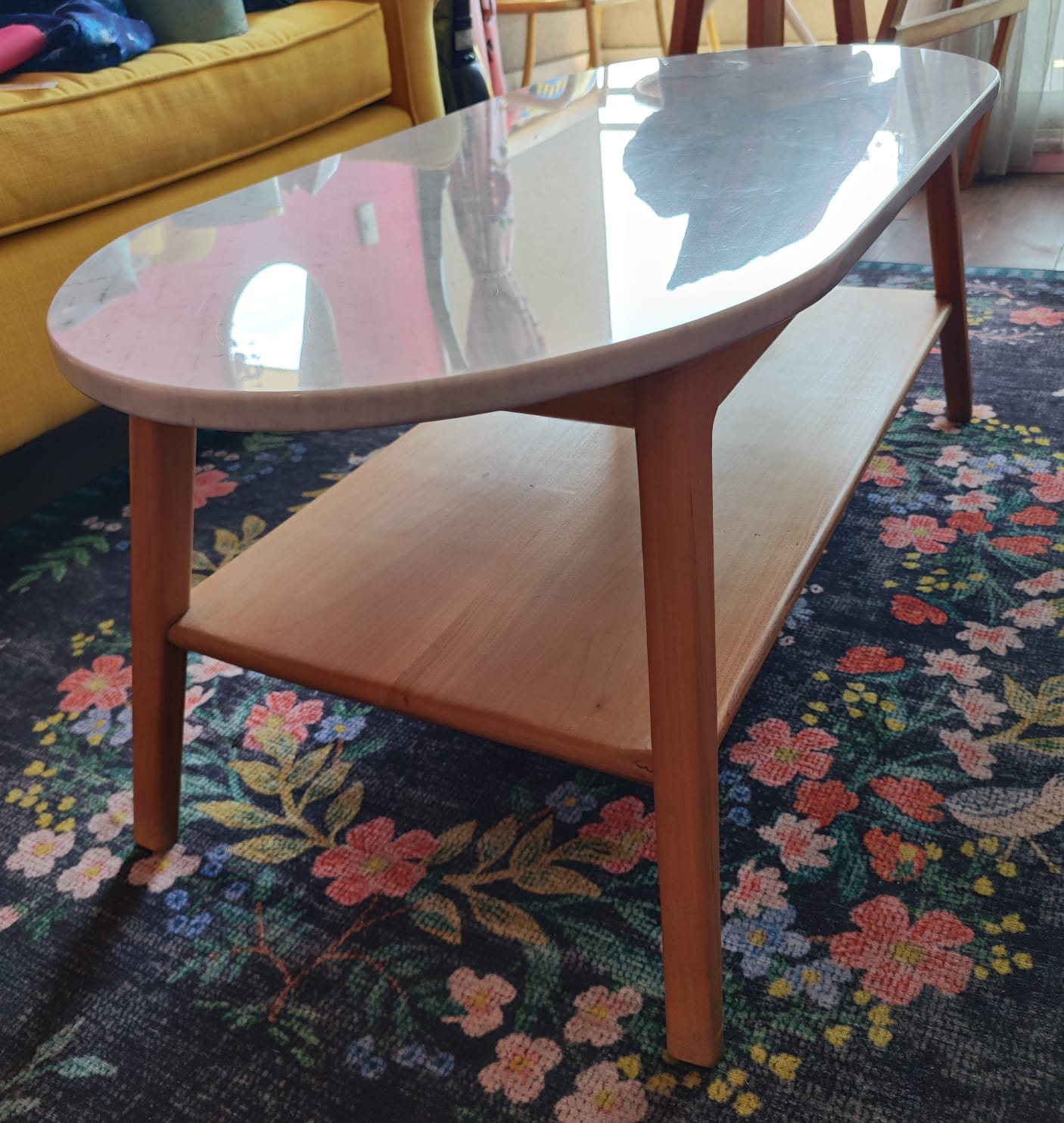 Mesa de centro madera y mármol - Imagen 4