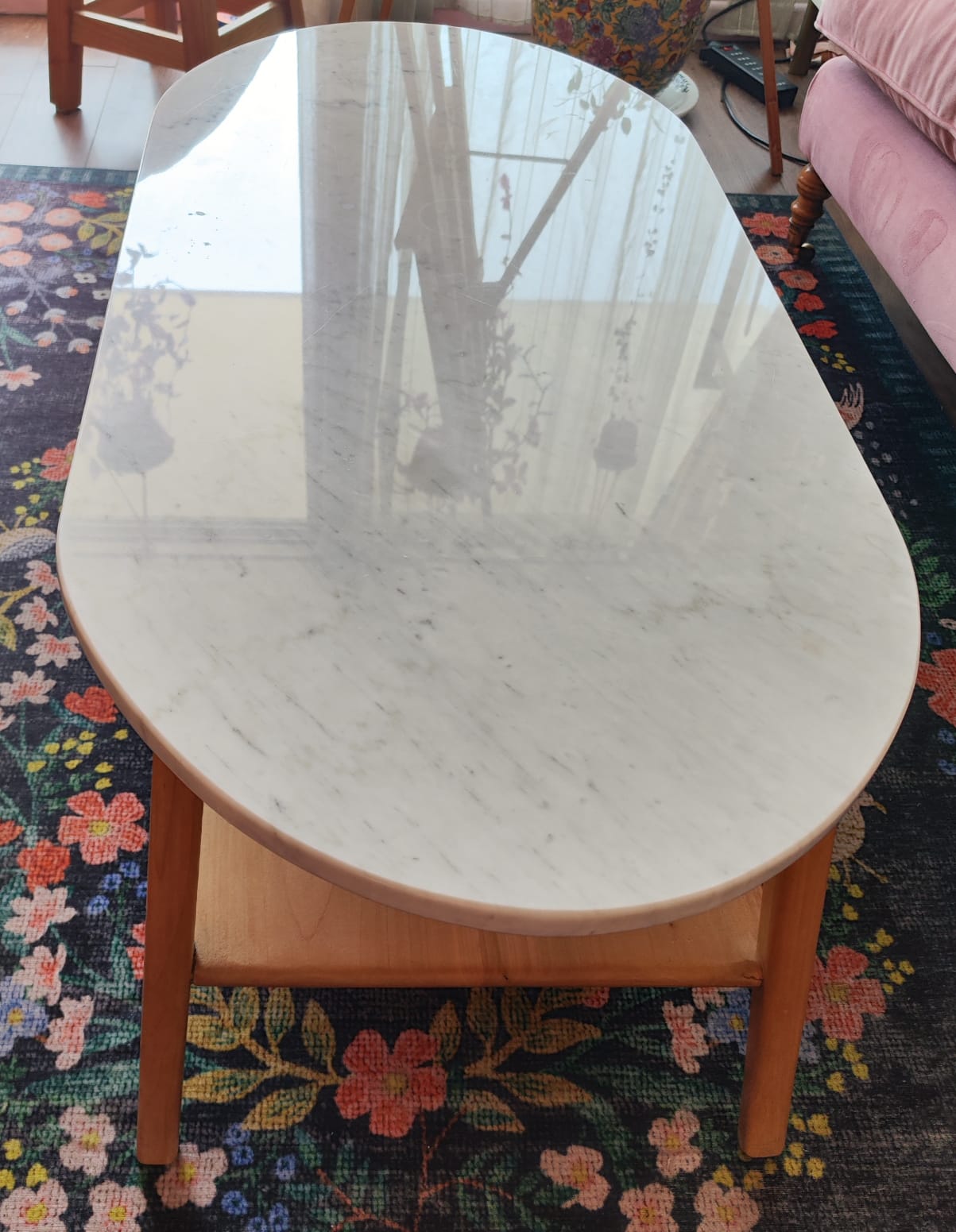 Mesa de centro madera y mármol - Imagen 2