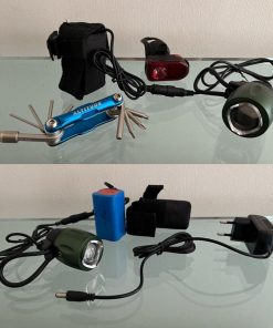 Luces + kit multi herramienta para bicicleta