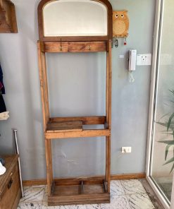 Paraguero madera antiguo con espejo biselado