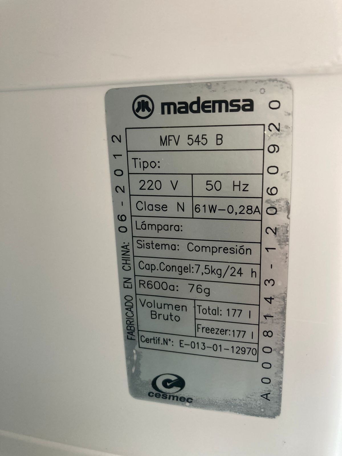 Congelador vertical Mademsa 177 lt - Imagen 2