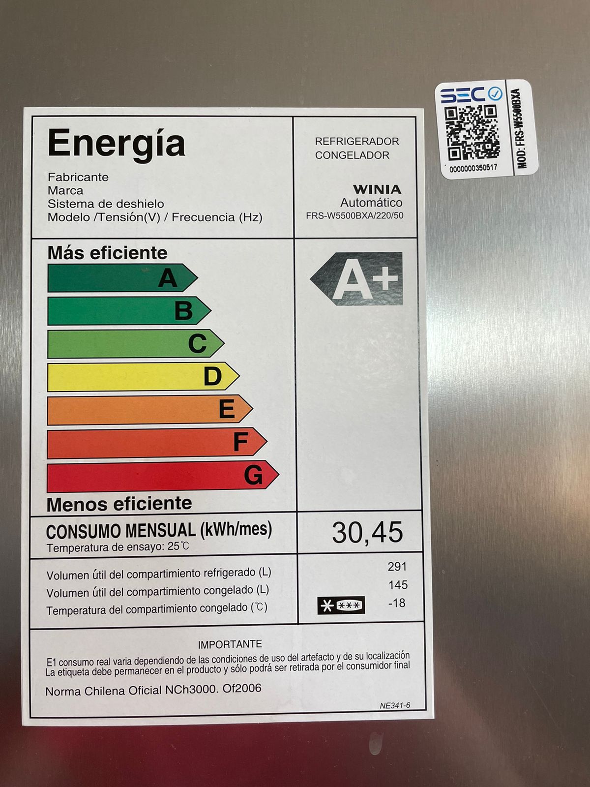 Refrigerador Winia side by side no frost 436 Litros - Imagen 5