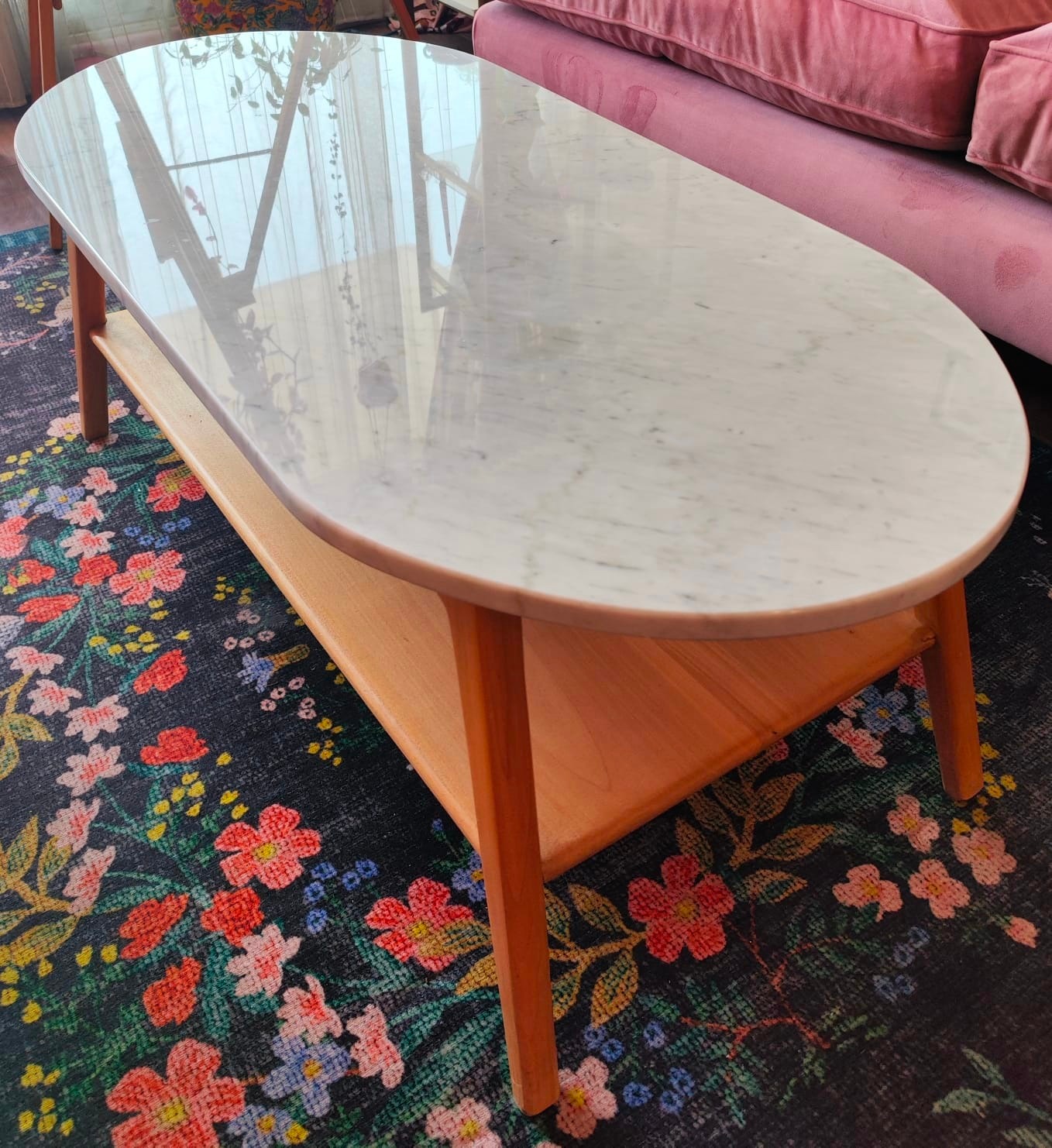 Mesa de centro madera y mármol