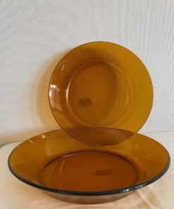 Par fuentes de cristal ámbar