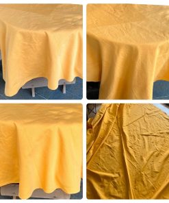 Manteles redondos color mostaza fina tela algodón
