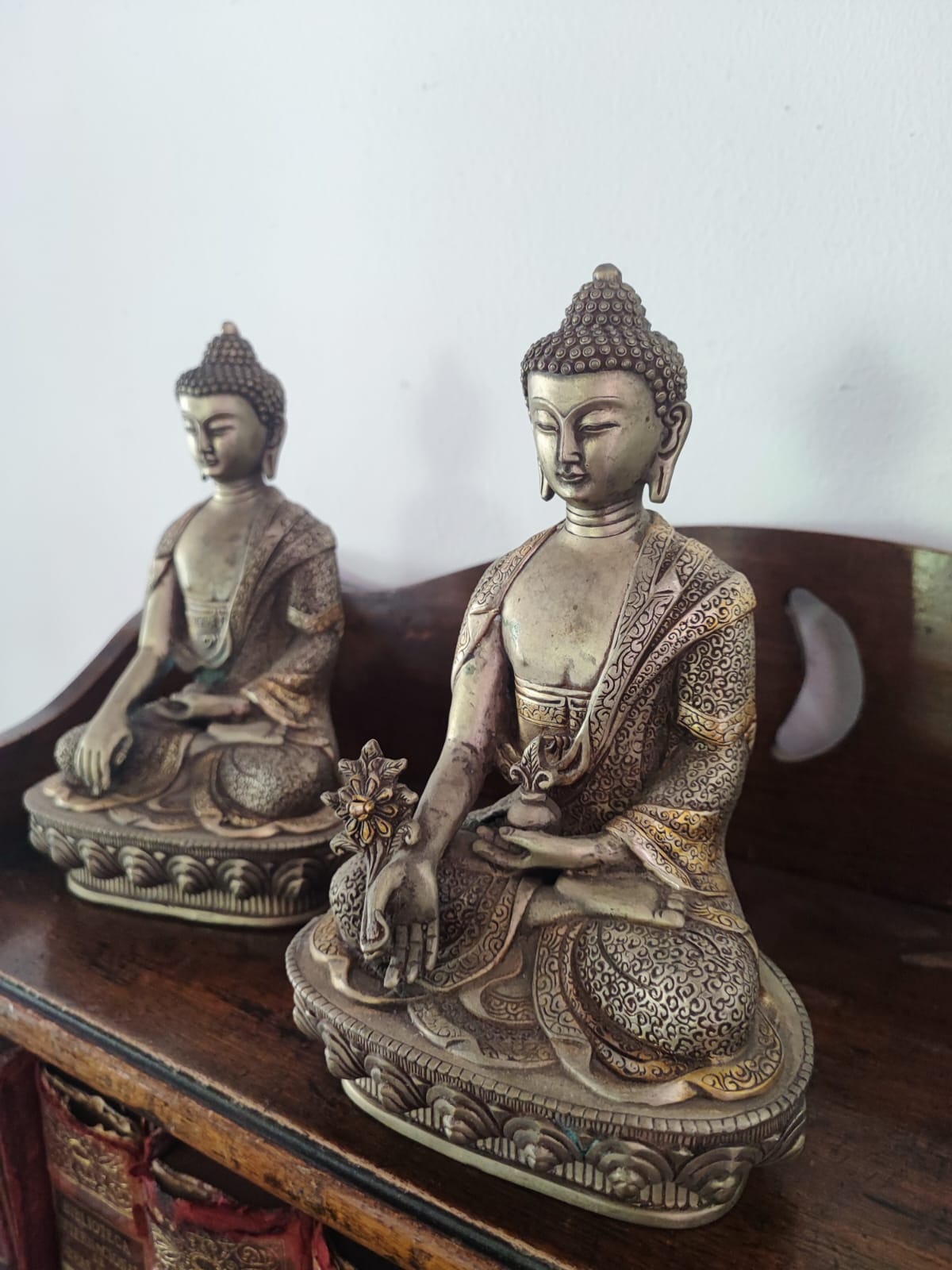 Set Budas de bronce y plata china - Imagen 2