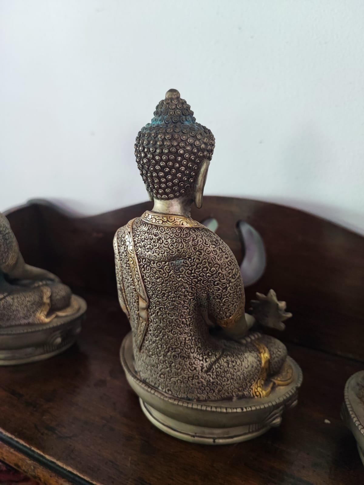 Set Budas de bronce y plata china - Imagen 4