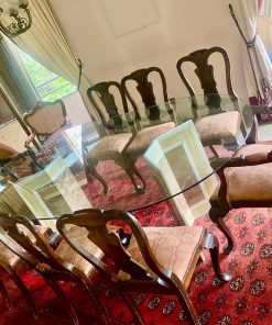 Juego comedor mármol con 6 sillas + 2 sitiales