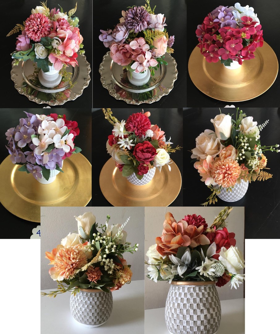 Arreglo floral con macetero de ceramica