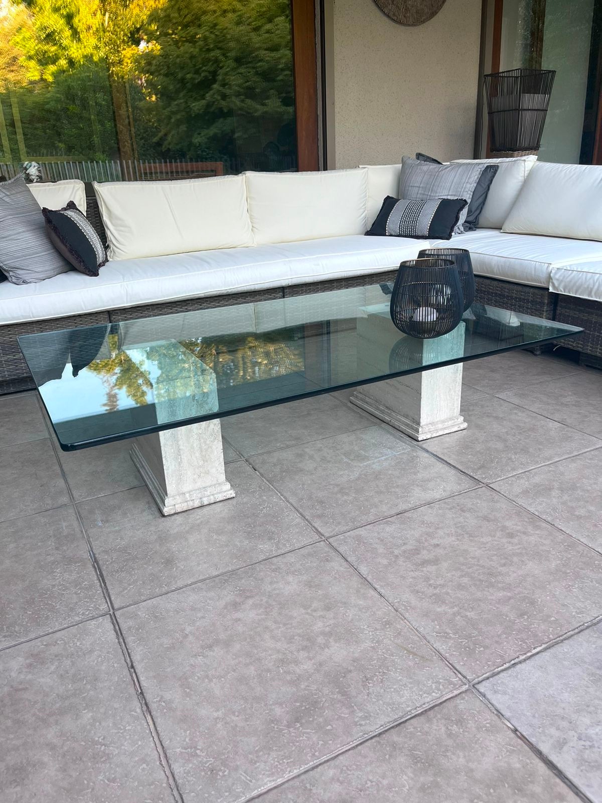 Mesa de centro mármol y vidrio