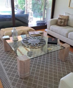 Mesa de centro vidrio y mármol