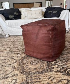 Pouf marroquí cuero natural