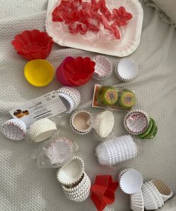 Set moldes silicona y de papel para cocinar postres o queques