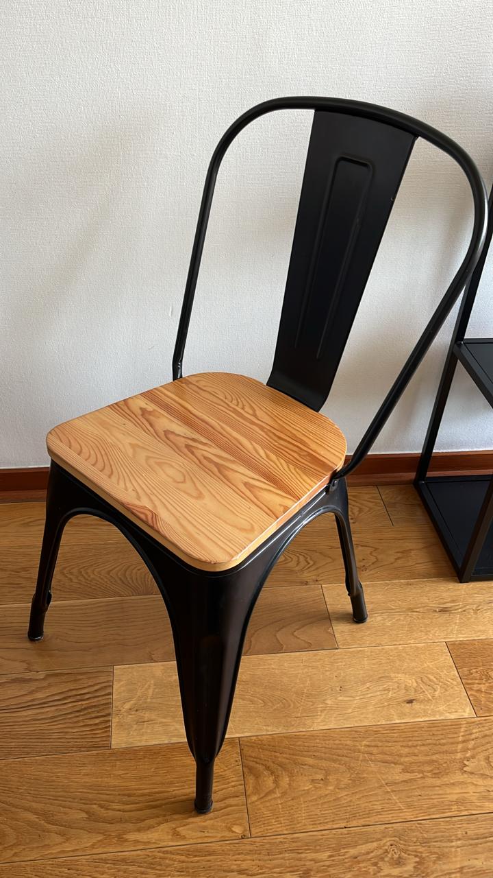 Silla tolix negra asiento madera - Imagen 2