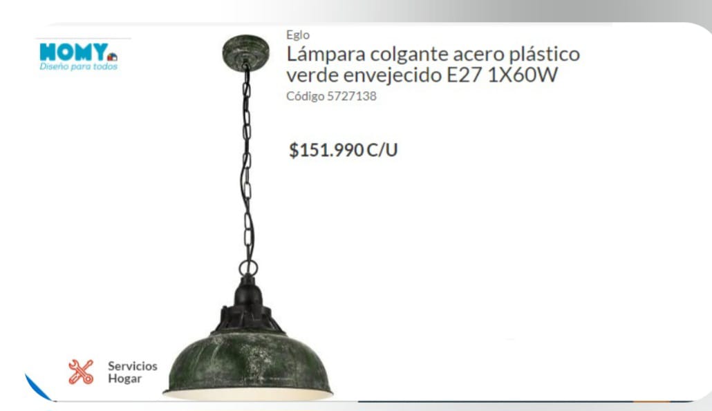Lampara de techo colgante metal Homy - Imagen 2