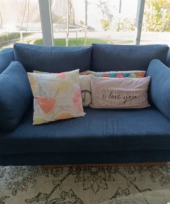 Sofá 2 cuerpos felpa azul Barra Design